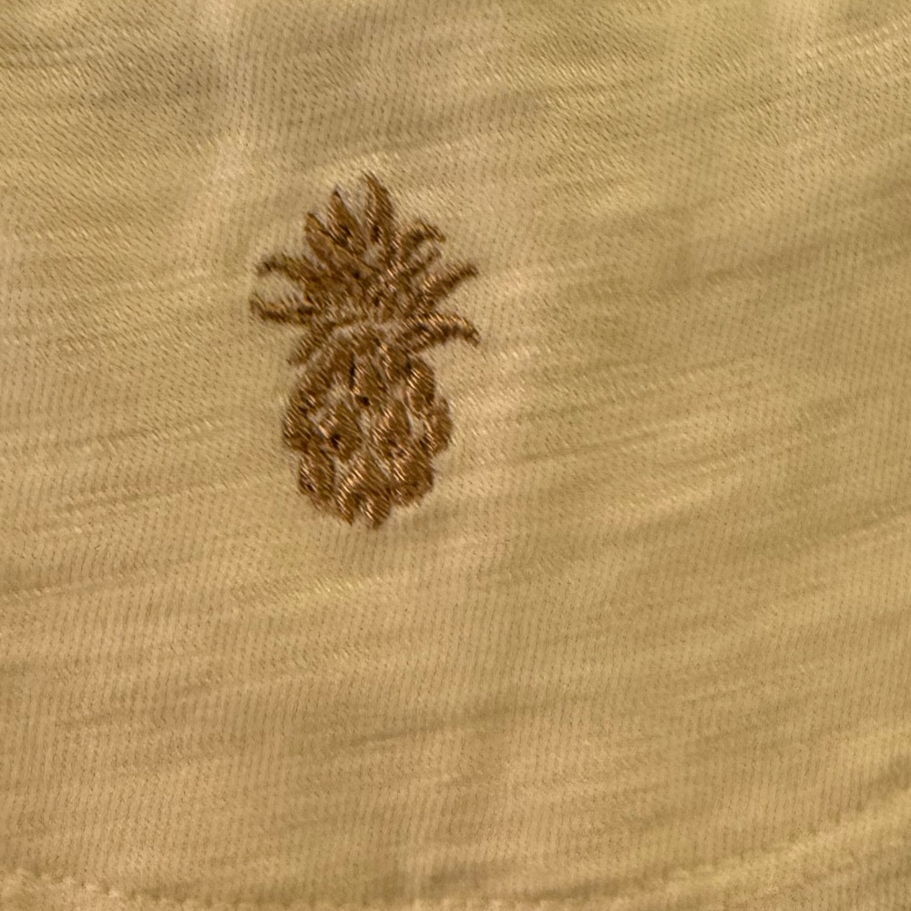 Tommy Bahama Forever Fronds Sequin Embellished Cream Top 100% Organic Cotton - Picture 9 of 10